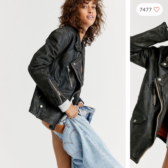 Jealousy Leather Moto Jacket by Free People. Slouchy fit, size women’s medium. - Picture 4 of 10